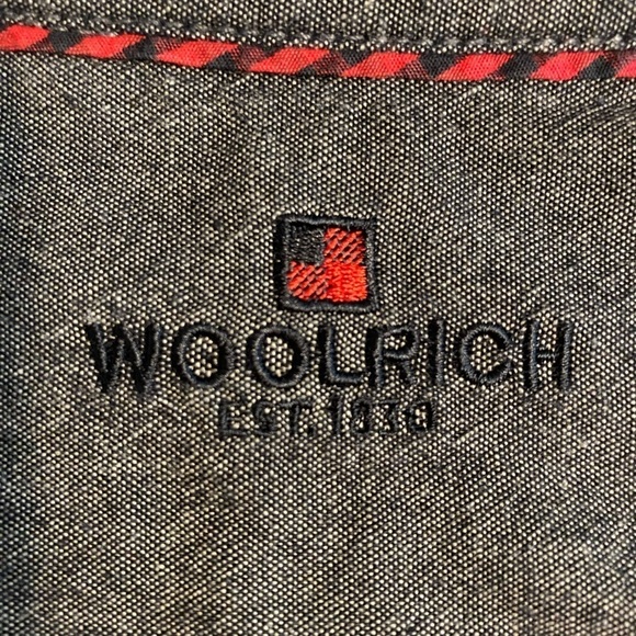 WOOLRICH Plaid Flannel Gray Red Button Down Cotton Collared Shirt Size Medium - Picture 3 of 7
